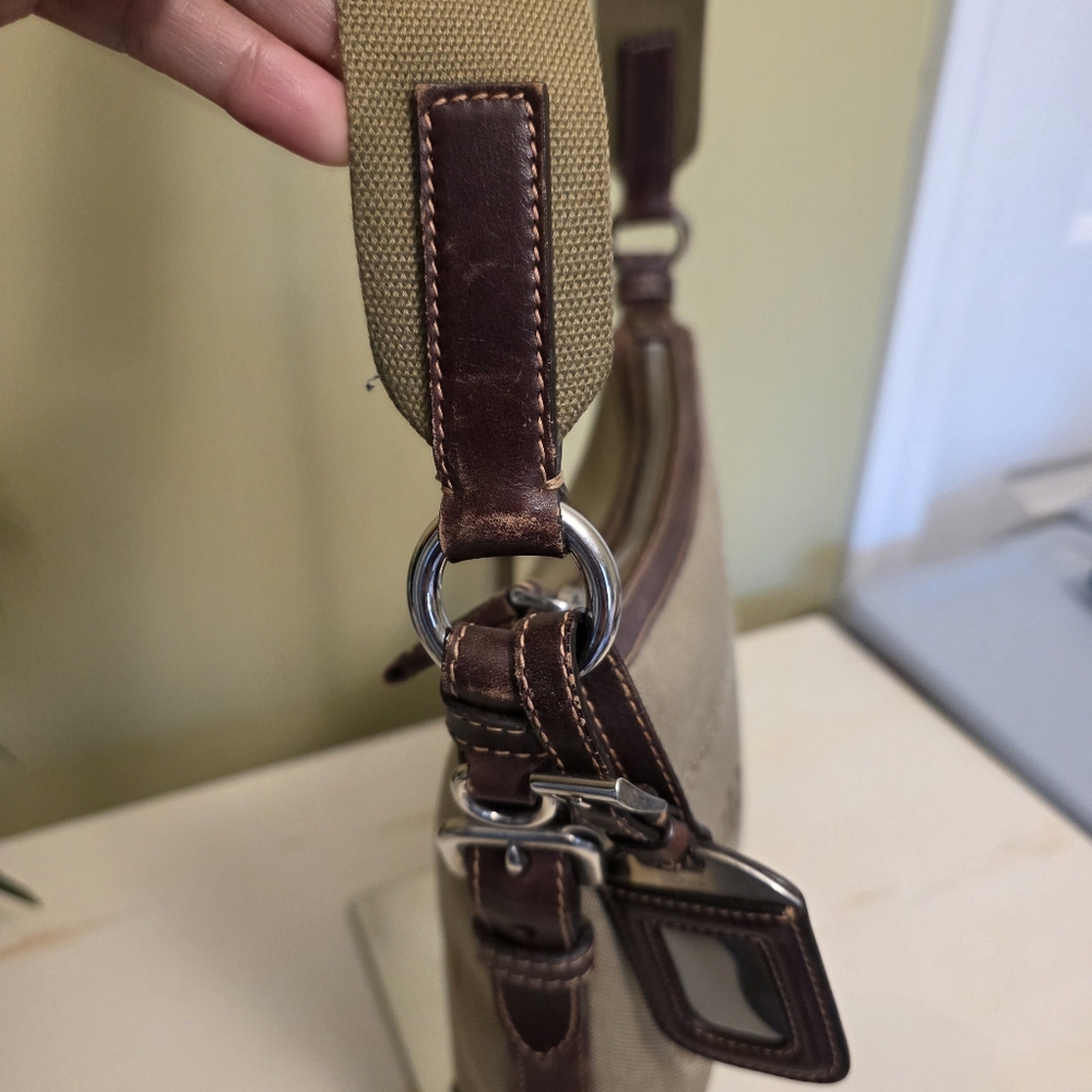 Prada | Small Prada Logo Jacquard Tan Canvas Shoulder/Crossbody  Bag - Picture 3 of 15